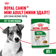 Royal Canin Mini Adult консервированный для взрослых собак мелких размеров от 10 месяцев, кусочки в соусе