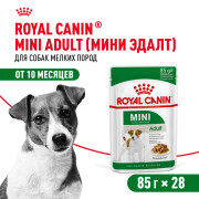 Royal Canin Mini Adult консервированный для взрослых собак мелких размеров от 10 месяцев, кусочки в соусе