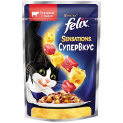 Felix Sensations СуперВкус корм консервированный для кошек говядина сыр