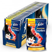 Влажный корм Felix Sensations Супервкус для кошек, со вкусом индейки и ягод, в желе