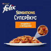 Влажный корм Felix Sensations Супервкус для кошек, со вкусом индейки и ягод, в желе