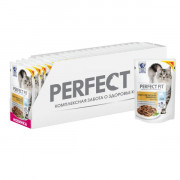 PERFECT FIT корм консервированный для взрослых кошек с чувствительным пищеварением с лососем