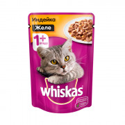 Whiskas корм консервированный для взрослых кошек желе индейка