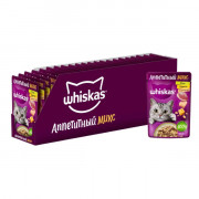 Whiskas корм консервированный для взрослых кошек аппетитный микс курица утка в сырном соусе