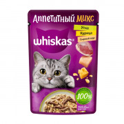 Whiskas корм консервированный для взрослых кошек аппетитный микс курица утка в сырном соусе
