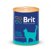 Brit консервы для кастрированных котов мясное ассорти с птицей