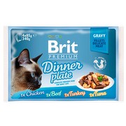 Brit Премиум Набор паучей для кошек Dinner Plate Gravy (кусочки в соусе)
