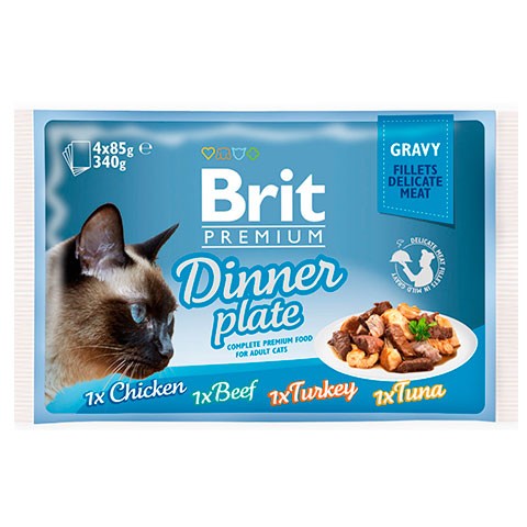 Brit Премиум Набор паучей для кошек Dinner Plate Gravy (кусочки в соусе)