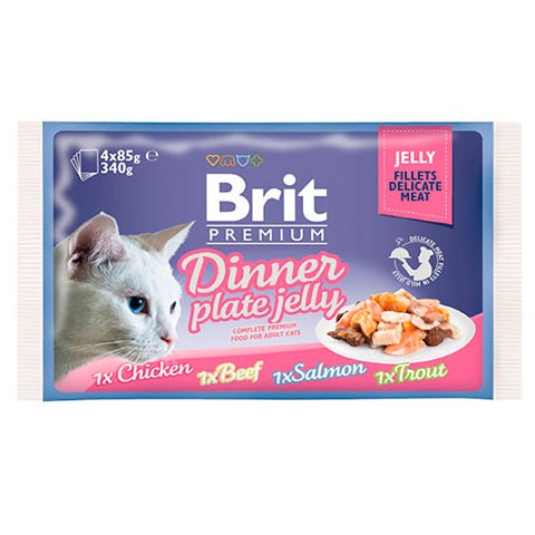 Brit Премиум Набор паучей для кошек Dinner Plate Jelly кусочки в желе