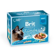 Brit Премиум Набор паучей для кошек Family Plate Gravy семейная тарелка кусочки в соусе