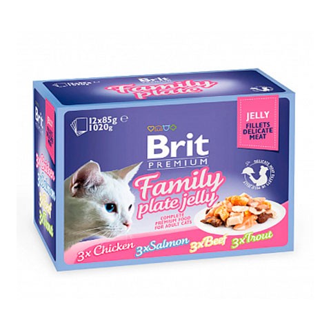 Brit Премиум Набор паучей для кошек Family Plate Jelly семейная тарелка (кусочки в желе)