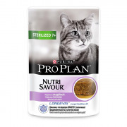 Влажный корм Pro Plan Nutrisavour для взрослых стерилизованных кошек старше 7 лет, паштет с индейкой
