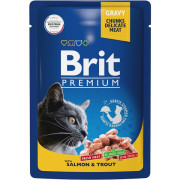 Brit Premium корм консервированный для кошек, лосось и форель в соусе