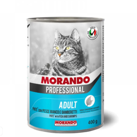 Morando Professional корм консервированный для кошек паштет с белой рыбой и креветками