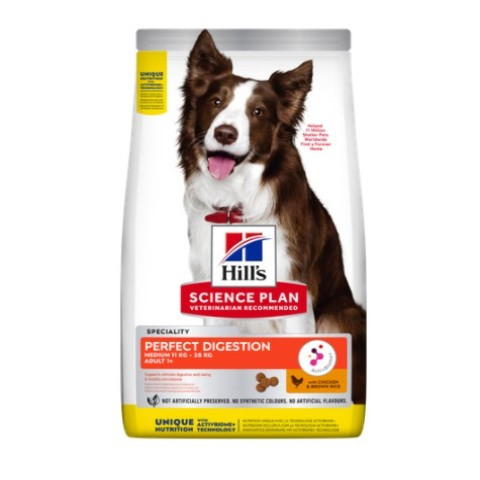 Hill's Science Plan Perfect Digestion Medium Breed корм сухой для собак средних пород для заботы о здоровье пищеварительной системы и кишечного микробиома, курица