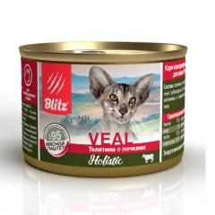 Blitz Holistic Veal and Kidneys Adult Cats All Breeds корм консервированный для кошек телятина с почками