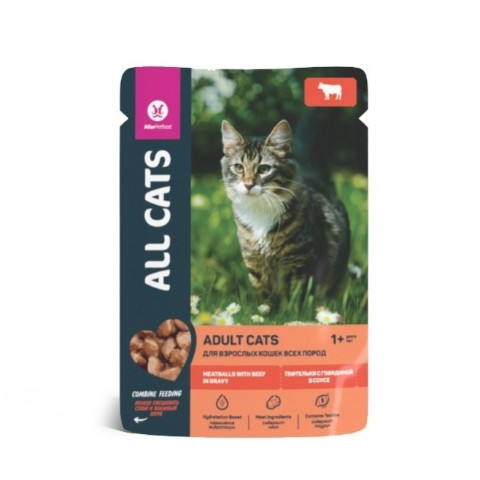 ALL CATS ПАУЧ для кошек тефтельки с говядиной в соусе