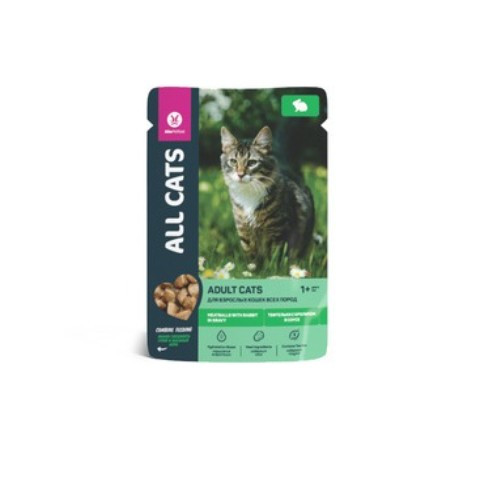 ALL CATS ПАУЧ для кошек тефтельки с кроликом в соусе 85гр