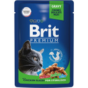 Brit Premium Sterilised корм консервированный для стерилизованных кошек, цыпленок в соусе