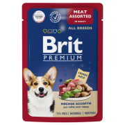 Brit Premium корм консервированный для собак всех пород, мясное ассорти в соусе