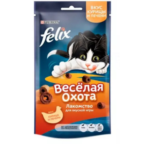 Felix лакомство для кошек весёлая охота со вкусом курицы и печени