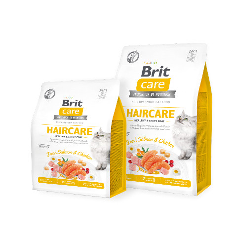 Brit Care GF Haircare корм беззерновой для кошек красивая кожа и шерсть