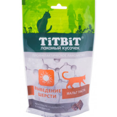 TiTBiT лакомство для кошек для выведения шерсти Хрустящие подушечки с говядиной, для выведения шерсти, для поощрения