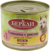 Berkly-Dog консервы для щенков и собак всех пород говядина с рисом 200гр