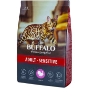 Mr.Buffalo SENSITIVE ADULT корм сухой для взрослых кошек с чувствительным пищеварением или привередливых в еде, индейка