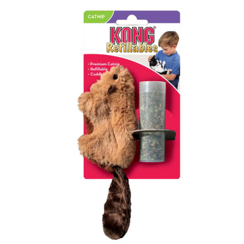 Kong Игрушка для кошек Бобер плюш с тубом кошачьей мяты