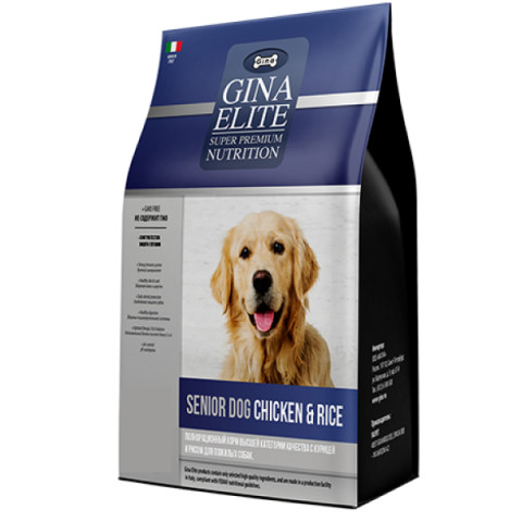 Сухой корм Gina ELITE SENOIR DOG Chicken&Rice для пожилых собак с курицей и рисом