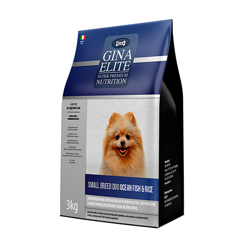 Сухой корм Gina ELITE SMALL BREED DOG Ocean Fish&Rice для собак мелких пород с океанической рыбой и рисом
