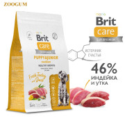 Brit Care Dog Puppy&Junior Medium Healthy Growth корм сухой для щенков и молодых собак средних пород, здоровый рост и развитие, с индейкой и уткой
