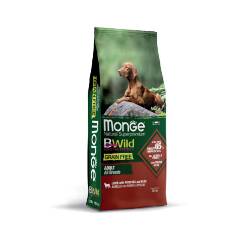 Monge Dog BWild GRAIN FREE беззерновой корм из мяса ягненка с картофелем для взрослых собак всех пород