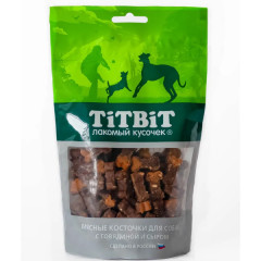 TiTBiT лакомство для собак Мясные косточки с говядиной и сыром, для поощрения