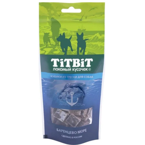 TiTBiT лакомство для собак Кубики из трески, для поощрения, для игр
