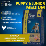 Brit Premium Dog Puppy and Junior Medium корм сухой для щенков средних пород, курица