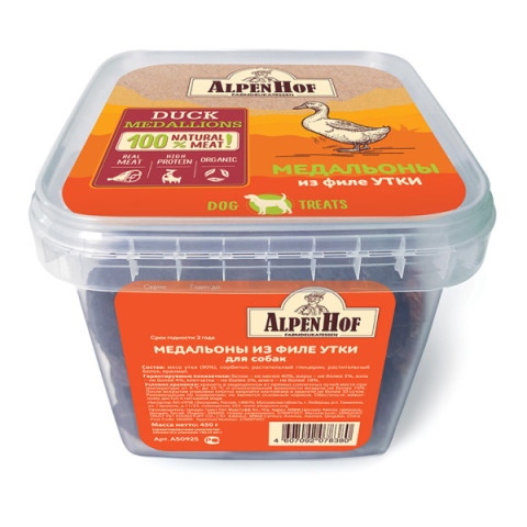AlpenHof лакомство медальоны из филе утки для собак и щенков