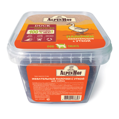 AlpenHof лакомство жевательные палочки с уткой для собак и щенков средних и крупных пород