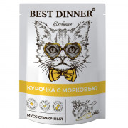 Best Dinner Exclusive корм консервированный для кошек и котят, мусс сливочный курочка с морковью