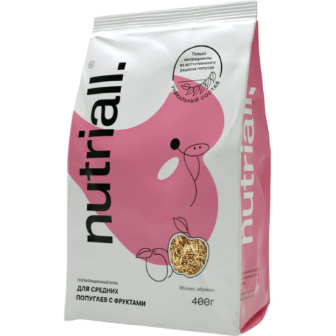Nutriall Полнорационный корм для средних попугаев с фруктами