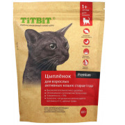 TitBit корм сухой для взрослых активных кошек от 1 до 7 лет с мясом Цыпленка 0,4кг