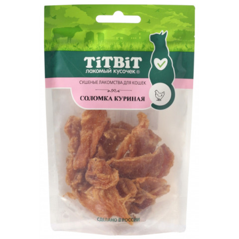 TiTBiT лакомство для кошек Соломка куриная, для очищения зубов от налёта, для поощрения