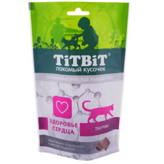 TiTBiT лакомство для кошек Хрустящие подушечки с мясом индейки, для здоровья сердца