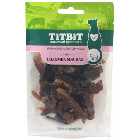 TiTBiT лакомство для кошек Соломка мясная, для поощрения