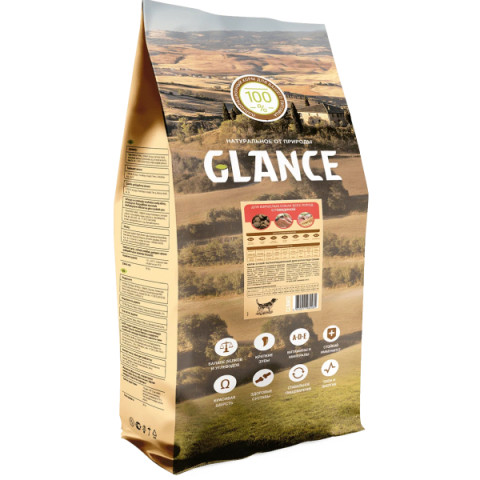 GLANCE корм сухой для собак говядиной и овощами