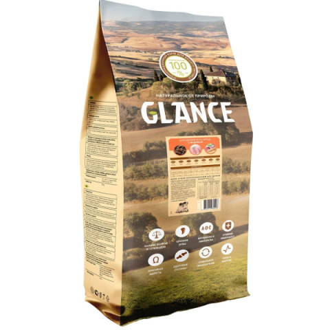 GLANCE корм сухой для щенков с индейкой