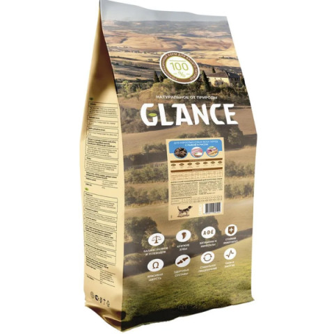 GLANCE корм сухой для собак с чувствительным пищеварением с рыбой