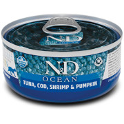 Farmina N&D Ocean консервы беззерновые для кошек тунец, треска с креветками и тыквой