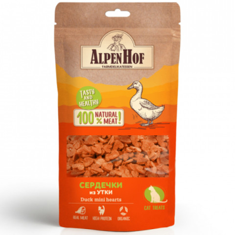 AlpenHof лакомство сердечки из утки для кошек